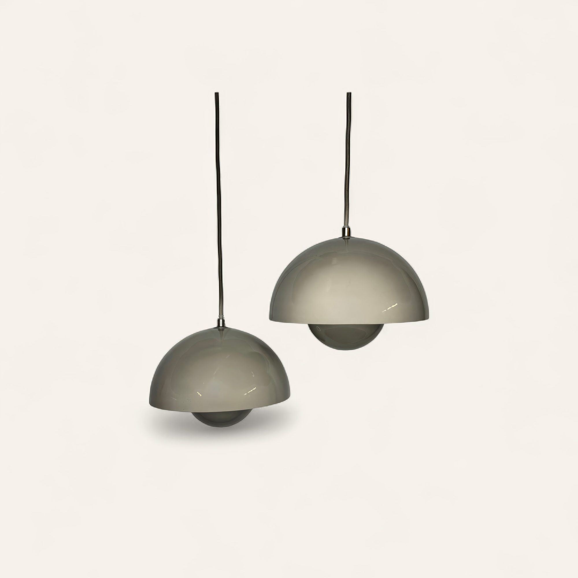 2 stk Verner Panton Flowerpot VP1 Pendel Beige/Grå💡